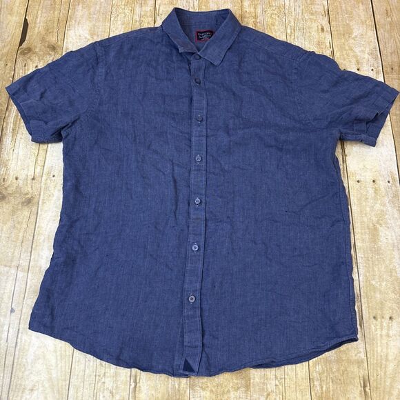 Untuckit Linen Short Sleeve Shirt Slim Fit Wrinkle Resistent Mens Size XL - Picture 3 of 10